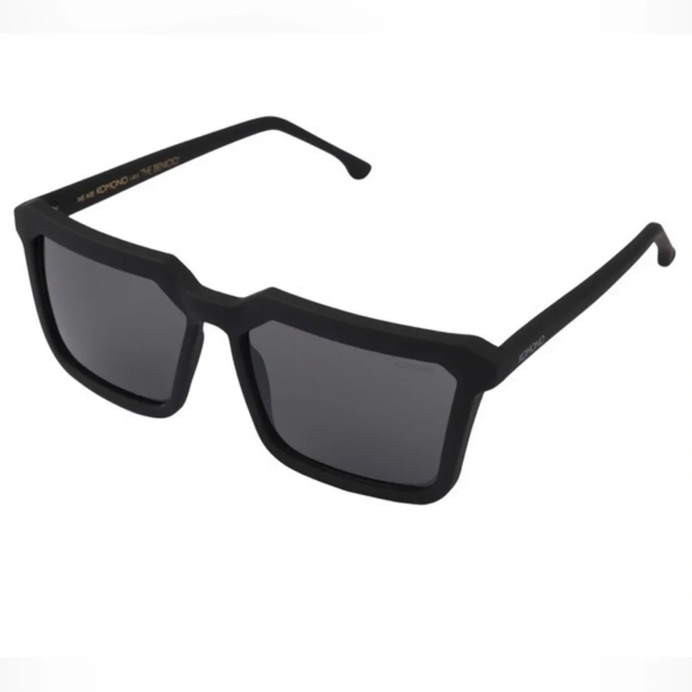 KOMONO Benicio Black Rubber Glossy Sunglasses NWT